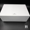 OMEGA white branded outer box