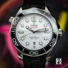 OMEGA Seamaster Diver 300M 2024 white ceramic wave dial front view